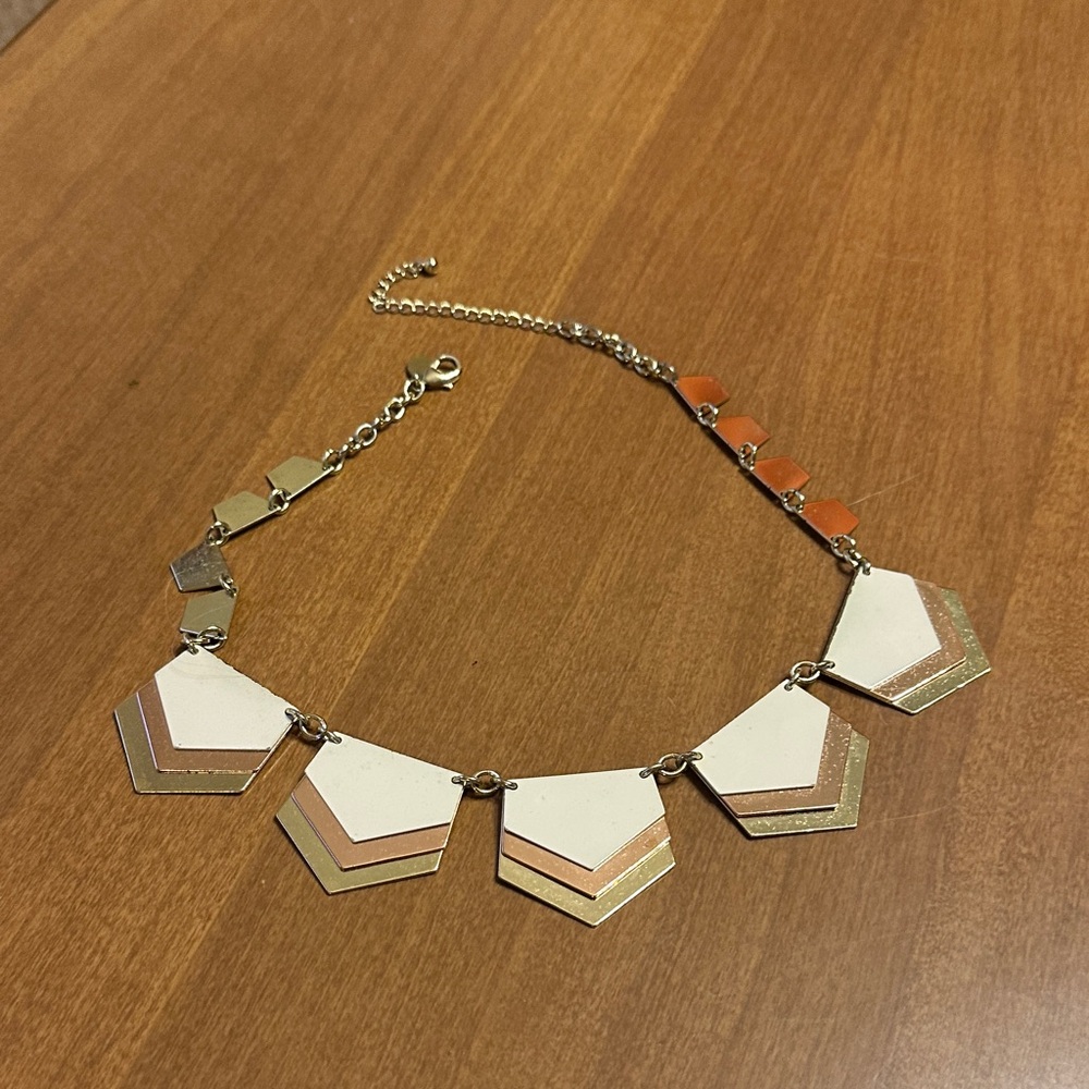 Art Deco Geometric Gold and Silver Necklace